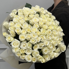 101 біла троянда Belуга 50 см фото