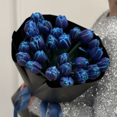 25 пионовидных синих тюльпанов фото