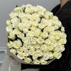 77 білих троянд Beluga 50 см  фото