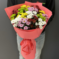 Bouquet with 15 chrysanthemums Santini mix photo