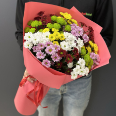 Bouquet with 15 chrysanthemums Santini mix photo