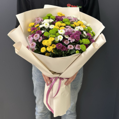 Bouquet with 25 chrysanthemums Santini mix photo