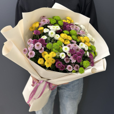 Bouquet with 25 chrysanthemums Santini mix photo