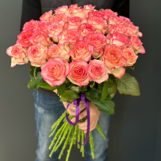 33 розовые розы Jumilia 60 см фото