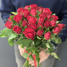 25 red imported roses photo