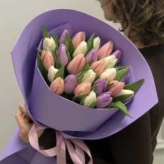 25 тюльпанів мікс (3 кольори) фото