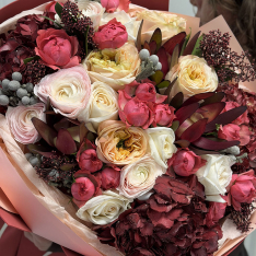 Букет квітів "Cream & Wine" фото