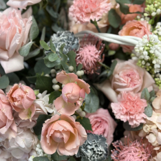 Basket arrangement "Peach Serenity" photo