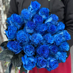 25 голландских синих роз 60 см  фото