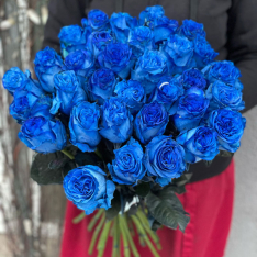33 голландских синих роз 60 см фото
