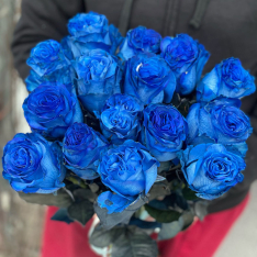15 голландских синих роз 60 см фото