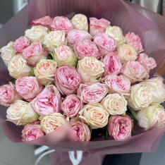 Bouquet of 35 Dutch peony roses mix photo