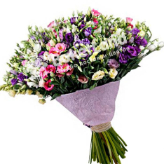 Bouquet of 101 multi-colored eustoma photo