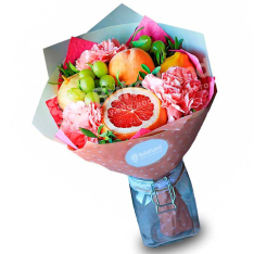 Букет из фруктов и цветов «Кармен» | размер S фото