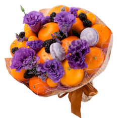 Букет из фруктов и цветов «Мандарин» | размер L фото