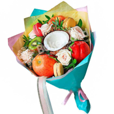 Bouquet of fruits and flowers "Mood" | size M photo