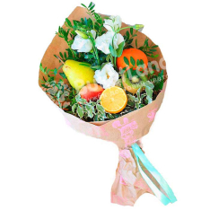 Bouquet of fruits and flowers "Present" | size S photo