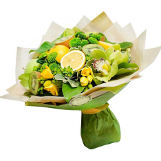 Букет из фруктов и цветов «Тропикана» | размер L фото