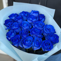 19 голландских синих роз 60 см фото