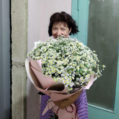 Bouquet of 99 bush chamomiles photo