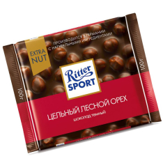 Шоколад темний Ritter Sport з цілим лісовим горіхом 100г фото